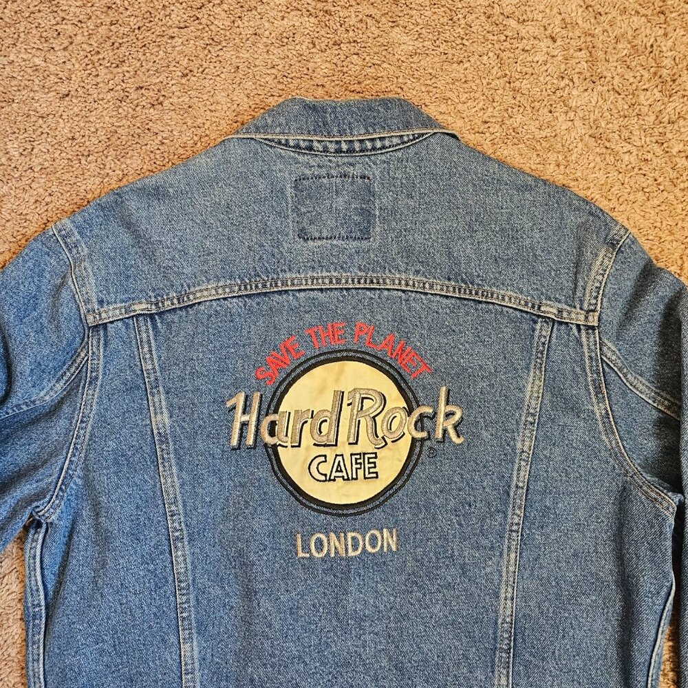 Vtg Levis Jean Jacket M Britain Hard Rock London Denim 70503-02 Trucker 80s 90s - Picture 13 of 14